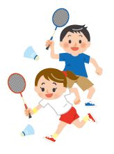 子どもがバドミントンをしているイラスト