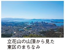 立花山の山頂から見た東区のまちなみの写真