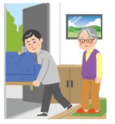 ボランティア活動(ソファーを運ぶ)のイラスト