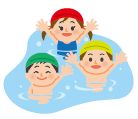 子どもたちがプールに入っているイラスト