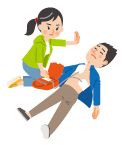 AEDで心肺蘇生をしているイラスト