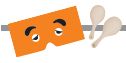 博多にわかのお面としゃもじのイラスト