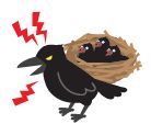 親カラスとカラスのひな鳥のイラスト
