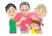 ハートを囲んだ人々のイラスト