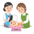 赤ちゃんの体重測定のイラスト