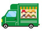 食料品や日用品を配達するトラックのイラスト