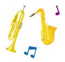 楽器と音符のイラスト