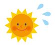 太陽が汗をかいているイラスト