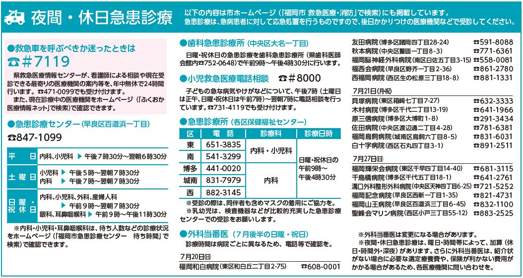 夜間・休日急患診療