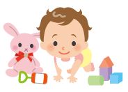 赤ちゃんとオモチャのイラスト