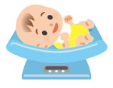 赤ちゃんの体重測定のイラスト