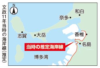 当時の推定海岸線の地図