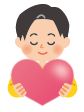 ハートを持った人のイラスト