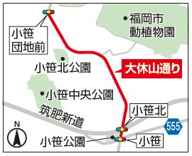 大休山通りの地図