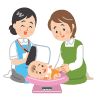 赤ちゃんの体重測定のイラスト