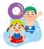 プールに入っている子どものイラスト