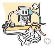 コンセントにほこりが付着し、不要なプラグをさしているイラスト