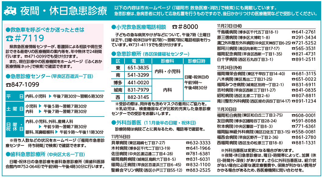 夜間・休日急患診療