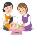 赤ちゃんの体重測定のイラスト