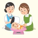 赤ちゃんの体重測定のイラスト