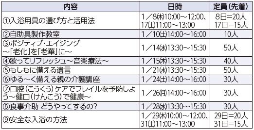 来年1月の介護講座
