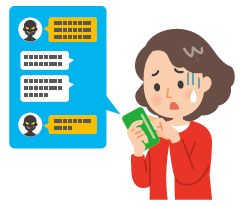 SNSを悪用した詐欺のイラスト