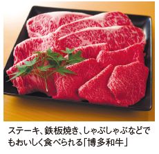 ステーキ、鉄板焼き、しゃぶしゃぶなどで もおいしく食べられる「博多和牛」