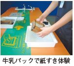 牛乳パックで紙すき体験