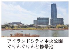 アイランドシティ中央公園 ぐりんぐりんと修景池の写真