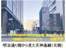 明治通り側から見た天神通線（北側）