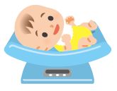 赤ちゃんの体重測定のイラスト