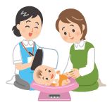 赤ちゃんの体重測定のイラスト
