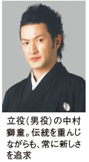立役（男役）の中村 獅童。伝統を重んじ ながらも、常に新しさ を追求