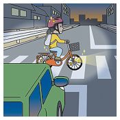 自転車の交通違反のイラスト(無灯火運転)