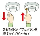 ひもを引くタイプとボタンを 押すタイプがあります