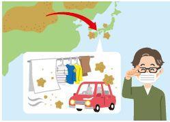 飛来する黄砂を吸い込まない・目に入れないためには、マスクや眼鏡の着用も効果的です