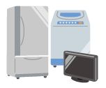 家電(冷蔵庫、洗濯機、テレビ)のイラスト