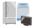 家電(冷蔵庫、洗濯機、テレビ)のイラスト