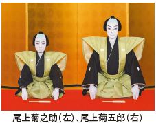 尾上菊之助（左）、尾上菊五郎（右）