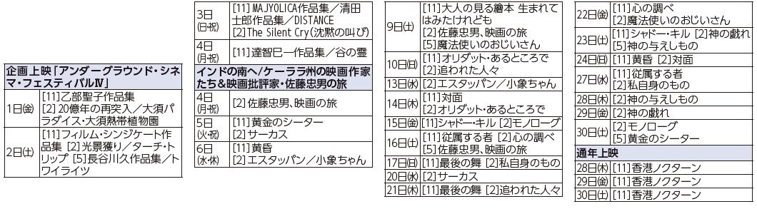 映像ホール・シネラ 5月上映スケジュール