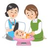 赤ちゃんの体重測定のイラスト