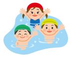 幼児がプールに入っているイラスト