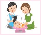 赤ちゃんの体重測定のイラスト