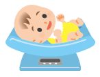 赤ちゃんの体重測定のイラスト