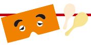 博多にわかのお面としゃもじのイラスト