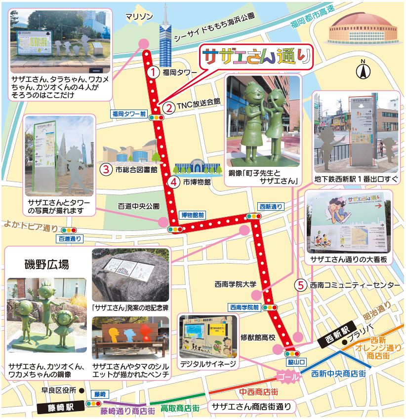 サザエさん通りの地図