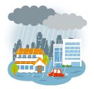 大雨による水害のイラスト