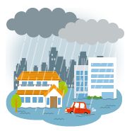 大雨による水害のイラスト