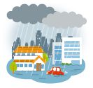 大雨による水害のイラスト