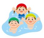 子どもたちがプールに入っているイラスト